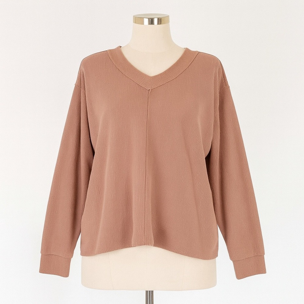 ANRABESS Womens Large Sweatshirt Long Sleeve Pullover Top Pink Peach Oversized